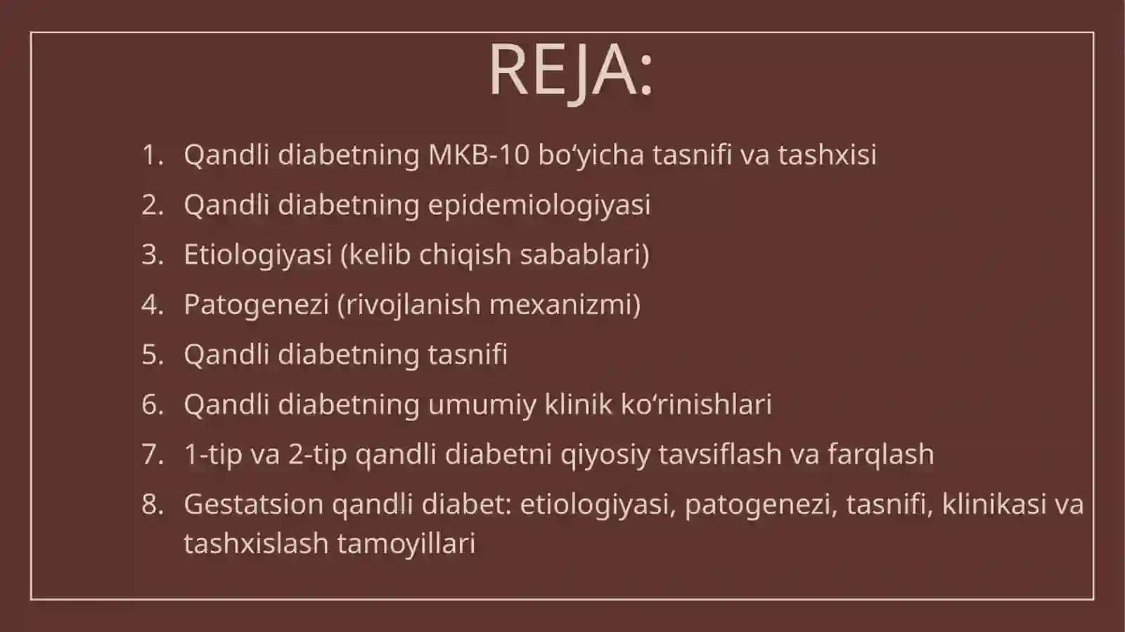 Qandli diabet MKB-10 bo'yicha tashxisi 2