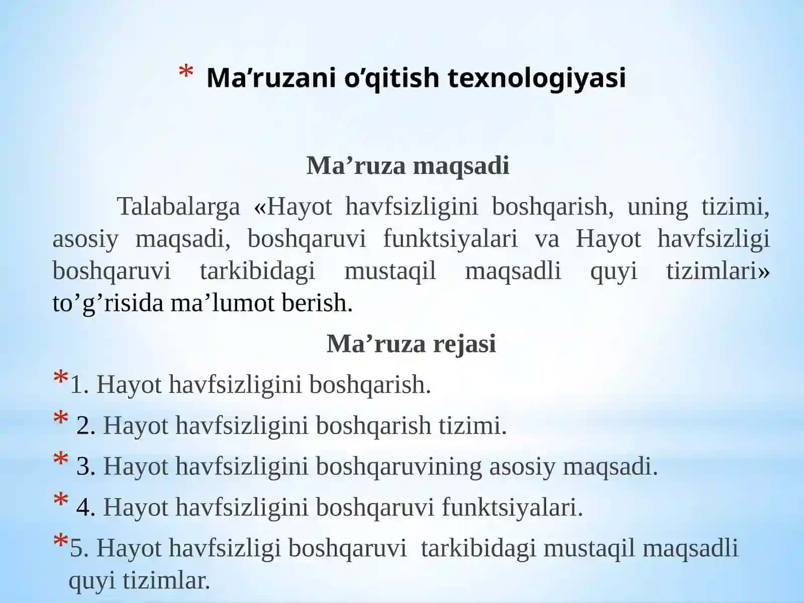 Hayot-havfsizligini boshqarish 2