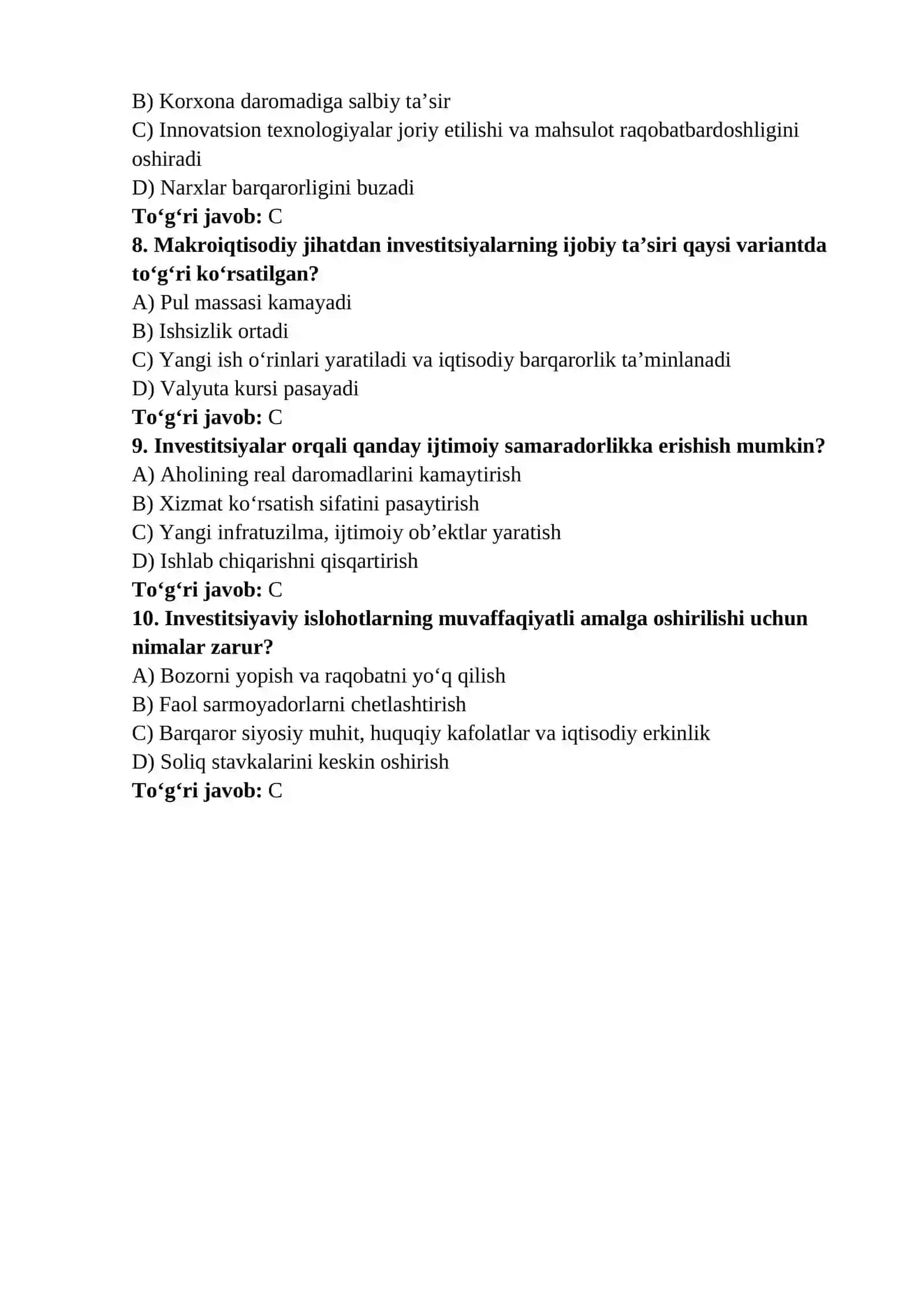 Investitsiya Faoliyati 2