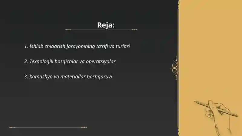 Ishlab chiqarish jarayonlari va uning natijalari 2