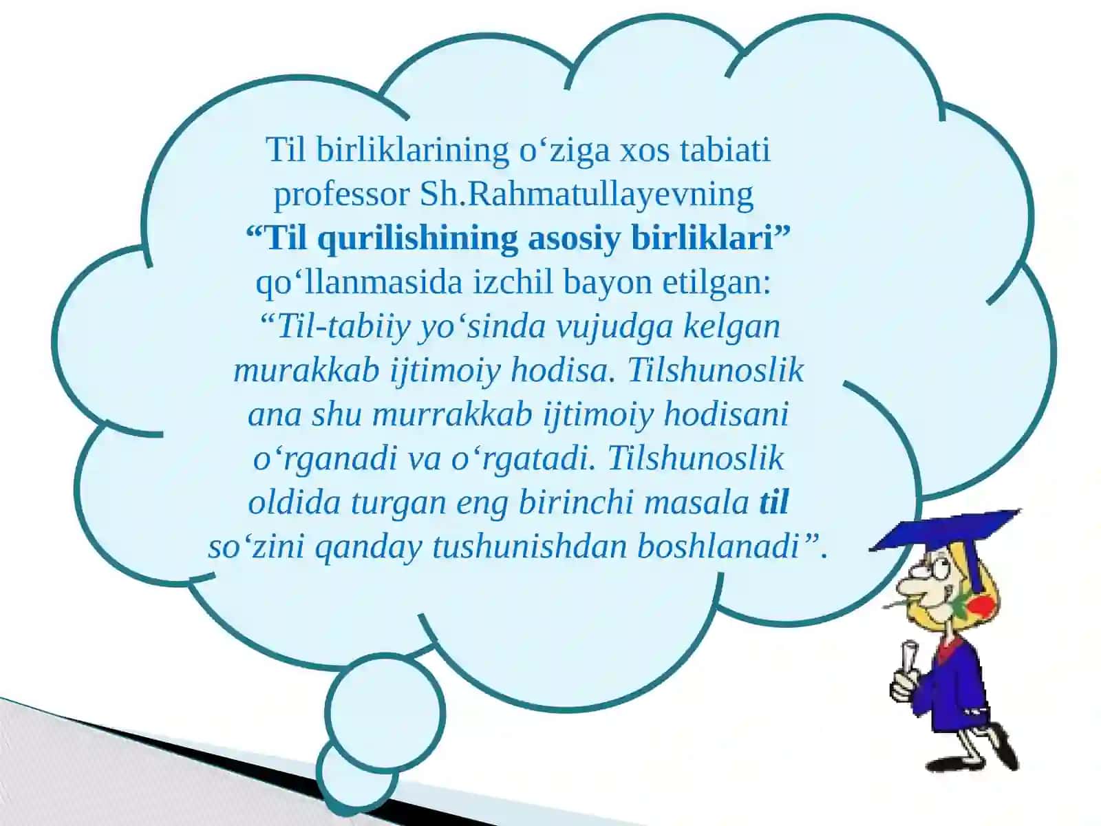 ТIL – RAMZLAR TIZIMI.  ТIL BIRLIKLARI VA  NUTQ BIRLIKLARI 2