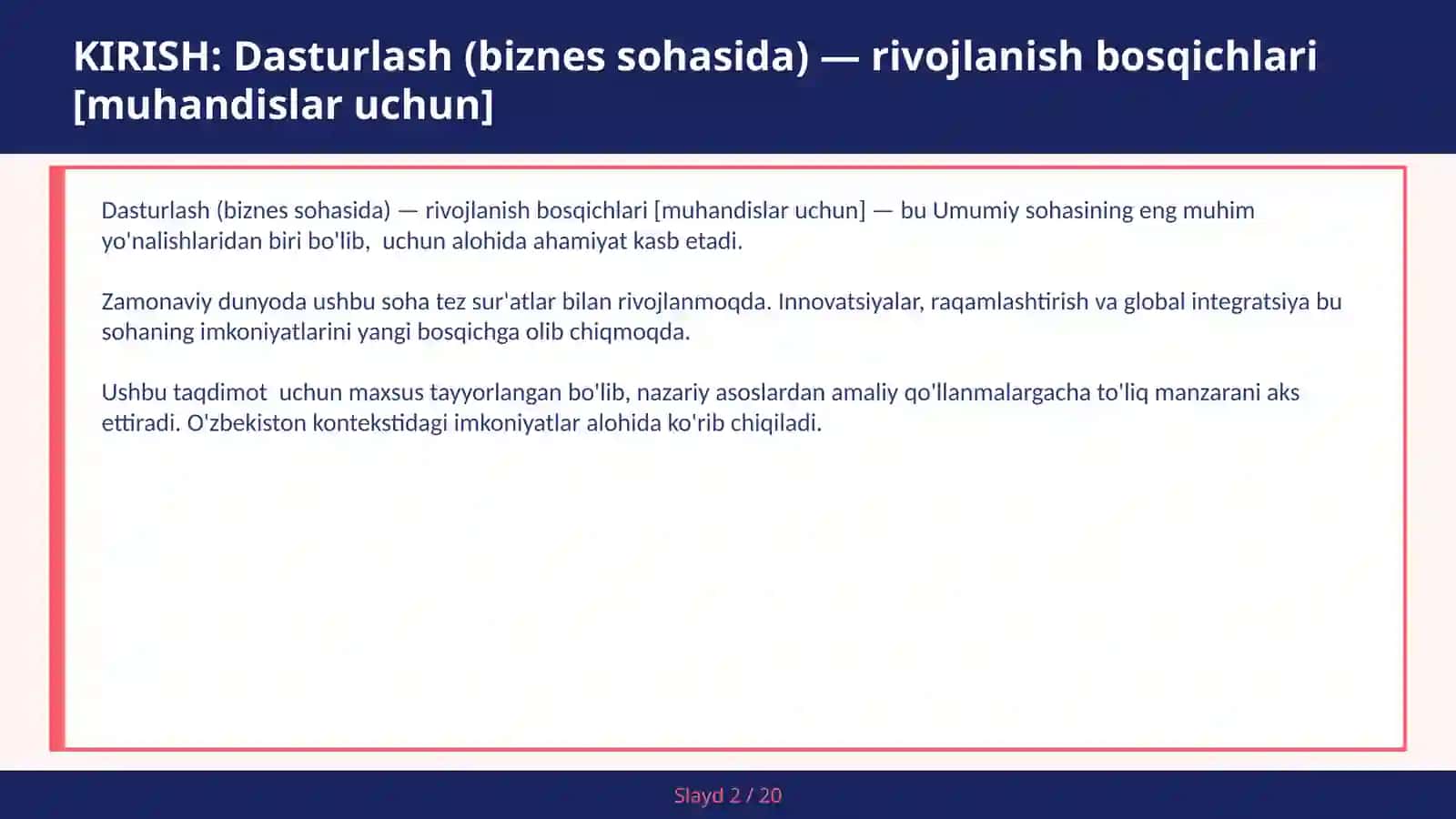 Dasturlash (biznes sohasida) — rivojlanish bosqichlari [muhandislar uchun] 2