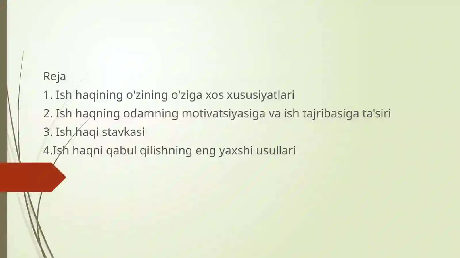 Ishhaqiva uning mehnat unumdorligi gat'a'siri mavzusida Taqdimot 2