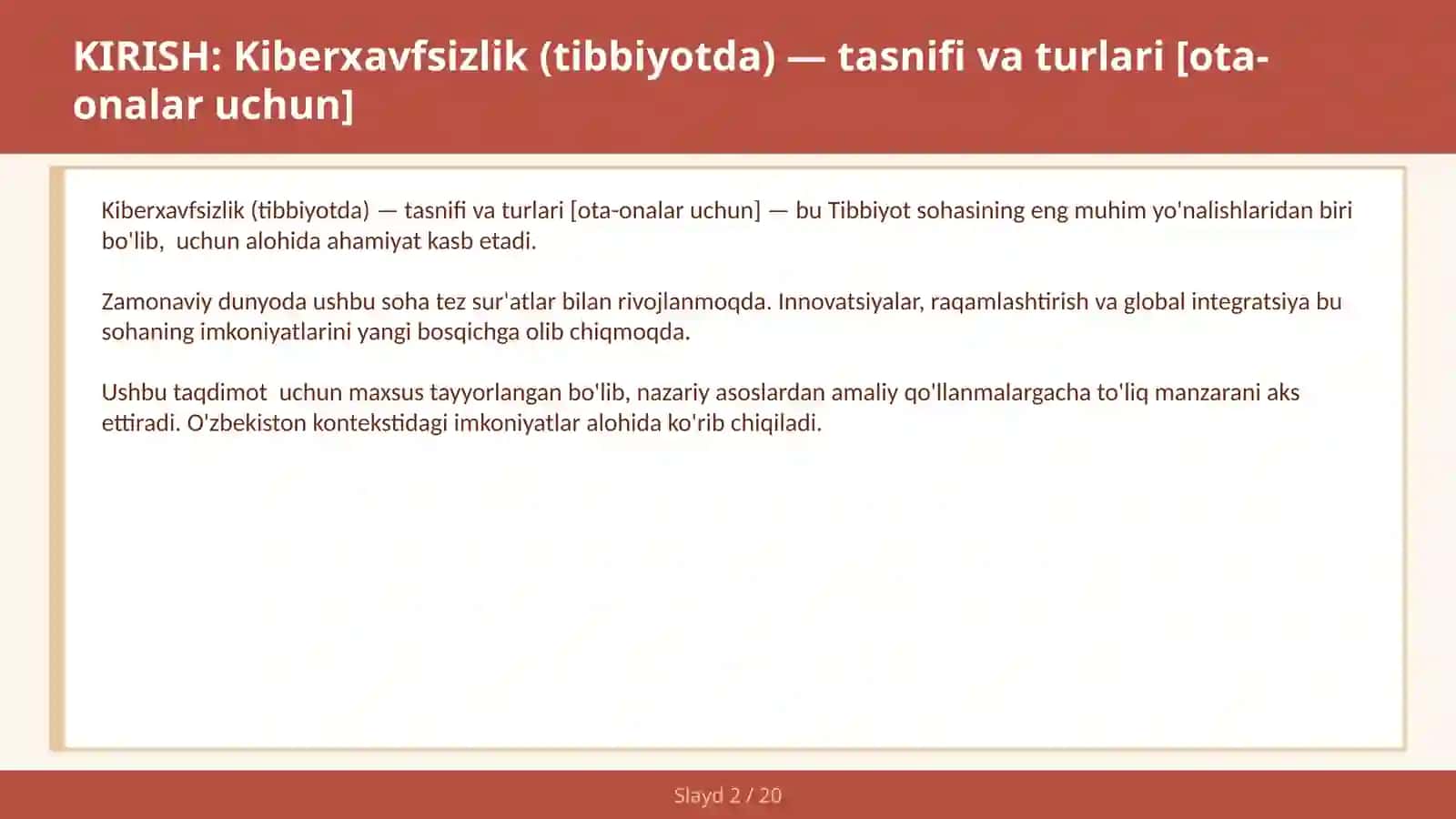 Kiberxavfsizlik (tibbiyotda) — tasnifi va turlari [ota-onalar uchun] 2