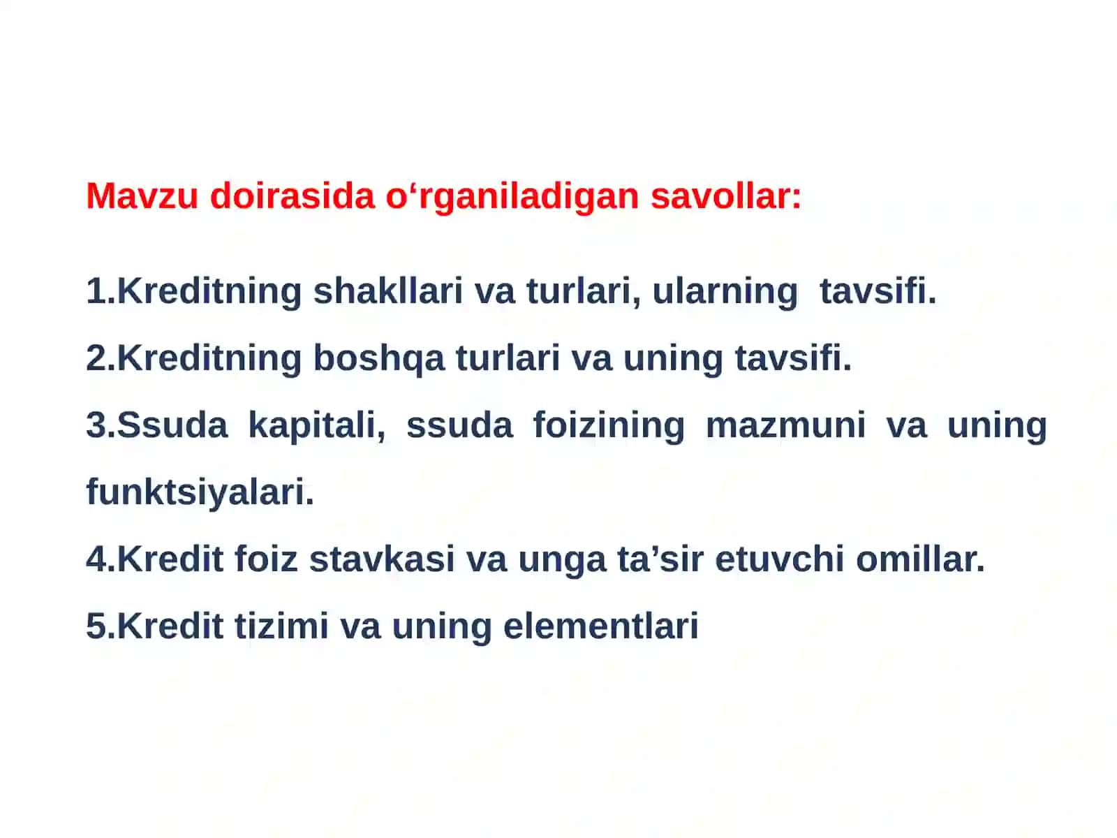 Kreditlash jaryoni va bosqichlari 2