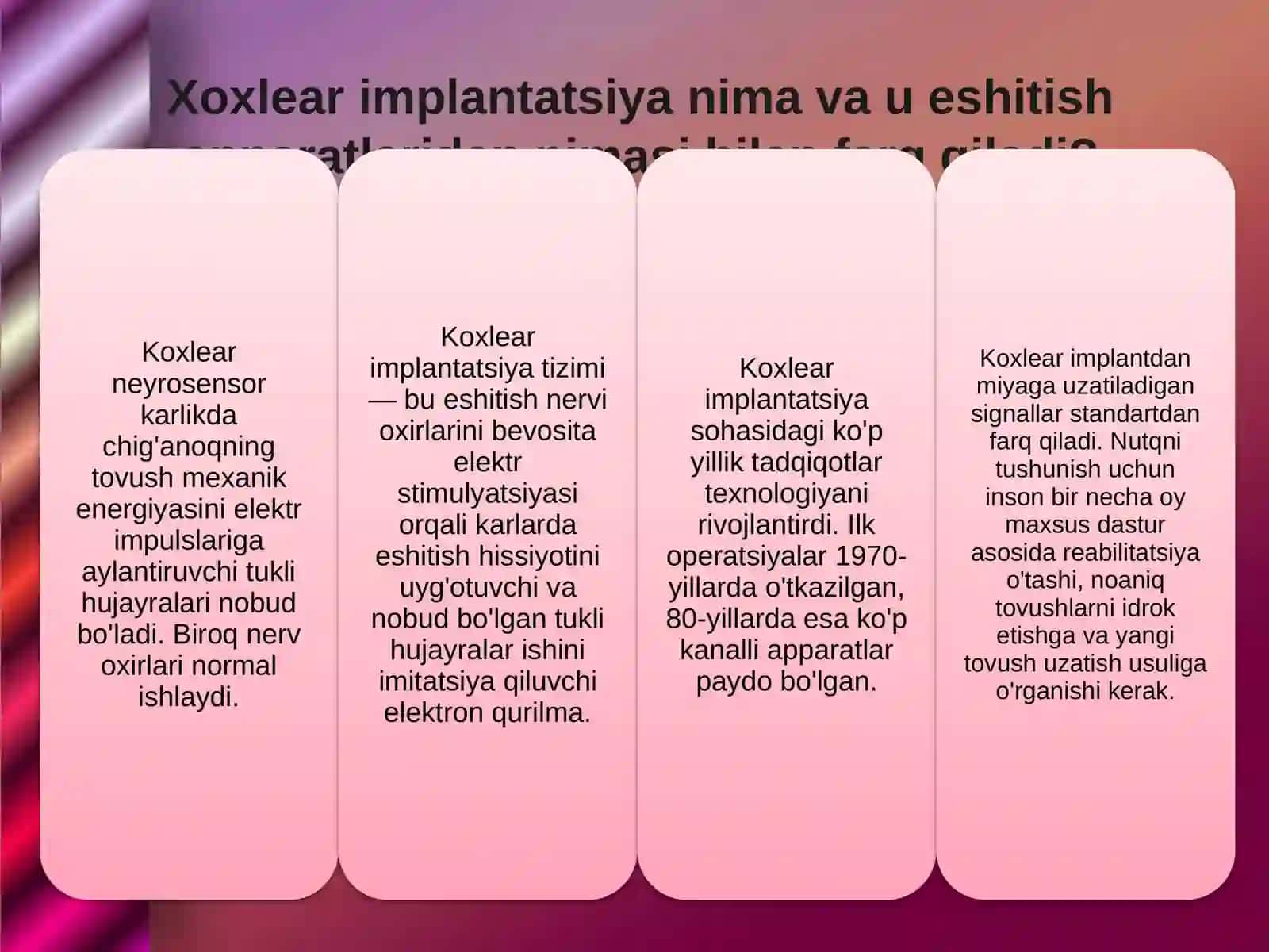 Koxlear implantatsiya asosiy tushunchalari 2