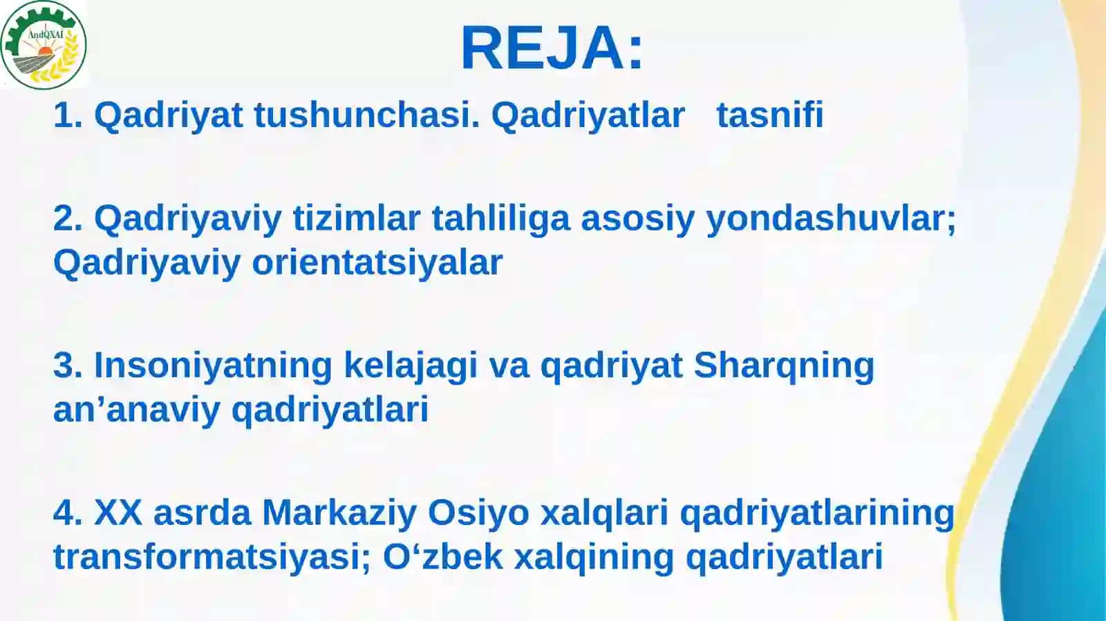 QADRIYATLAR FALSAFASI (AKSIOLOGIYA) 2