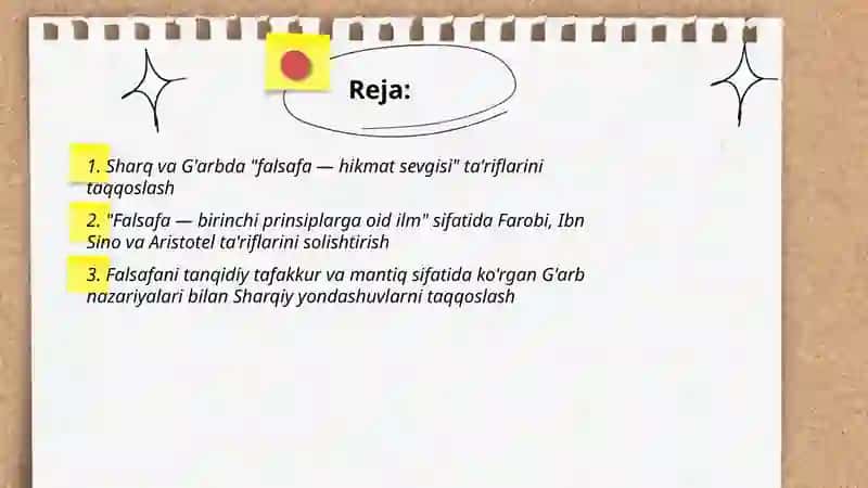 Falsafa mohiyatiga oid Sharq va G'arb mutafakkirlari ta'riflarini tasniflash 2