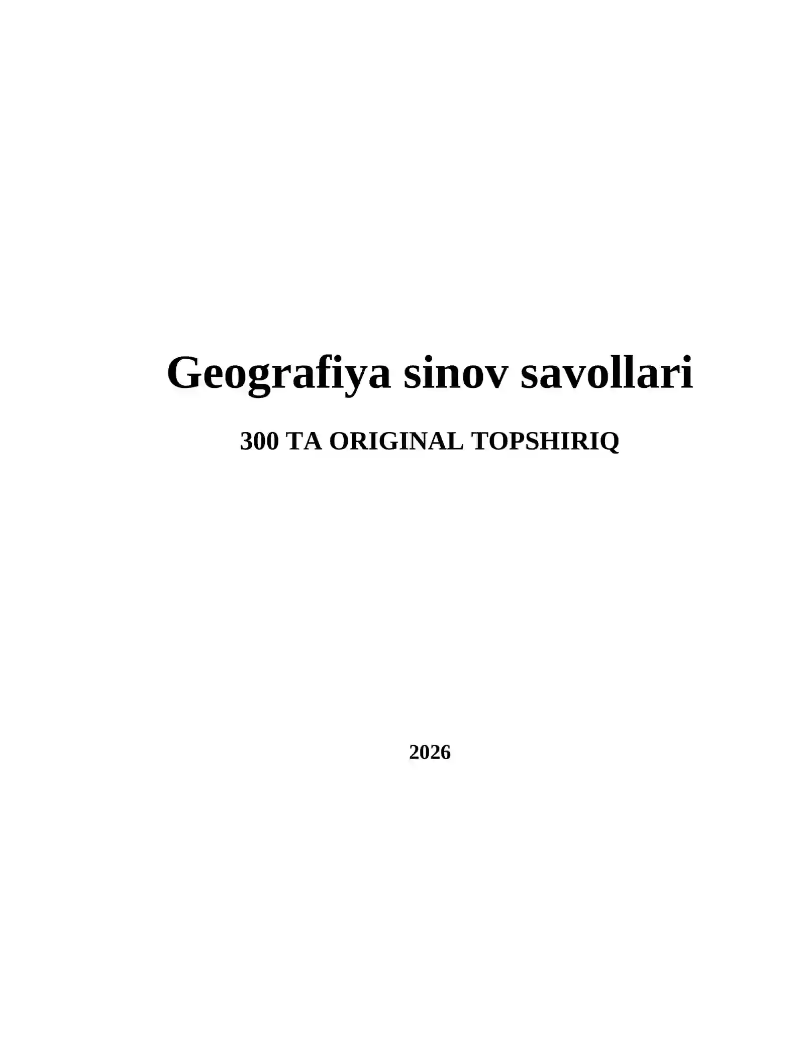 Geografiya sinov savollari 2