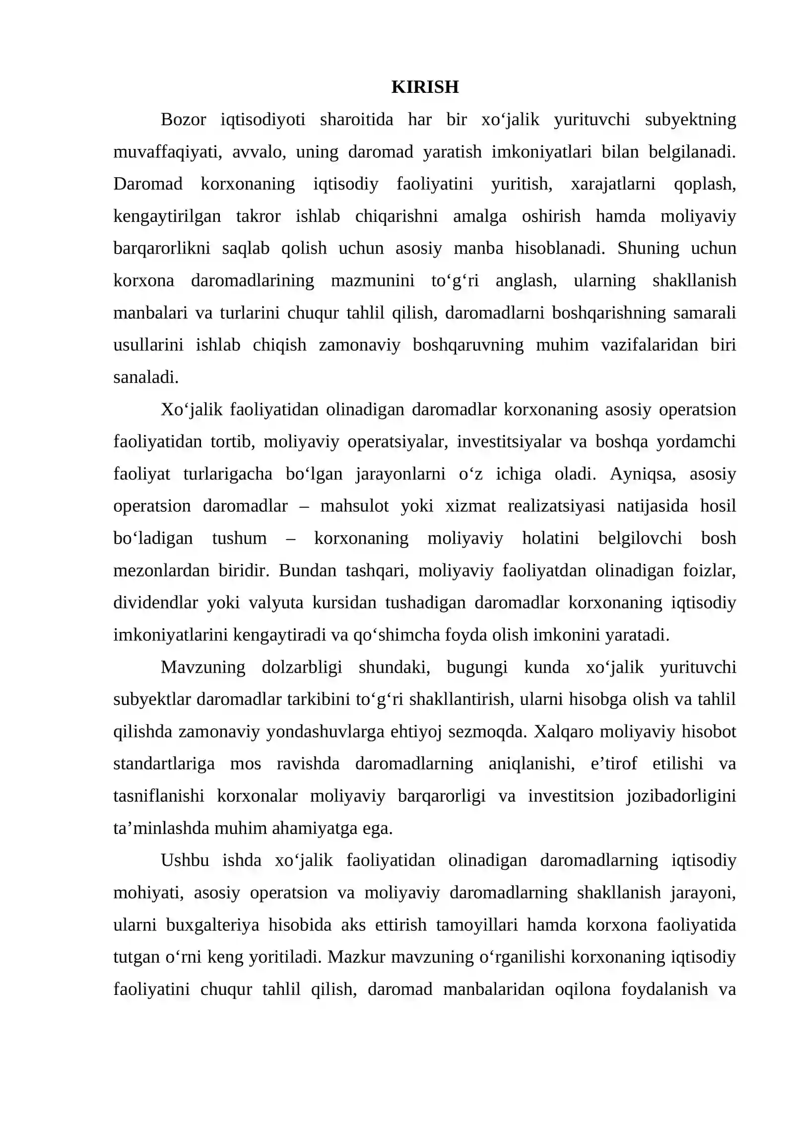 Xojalik faoliyatidan olingan daromad. Asosiy operatsion va moliyaviy faoliyatdan daromadlar 2