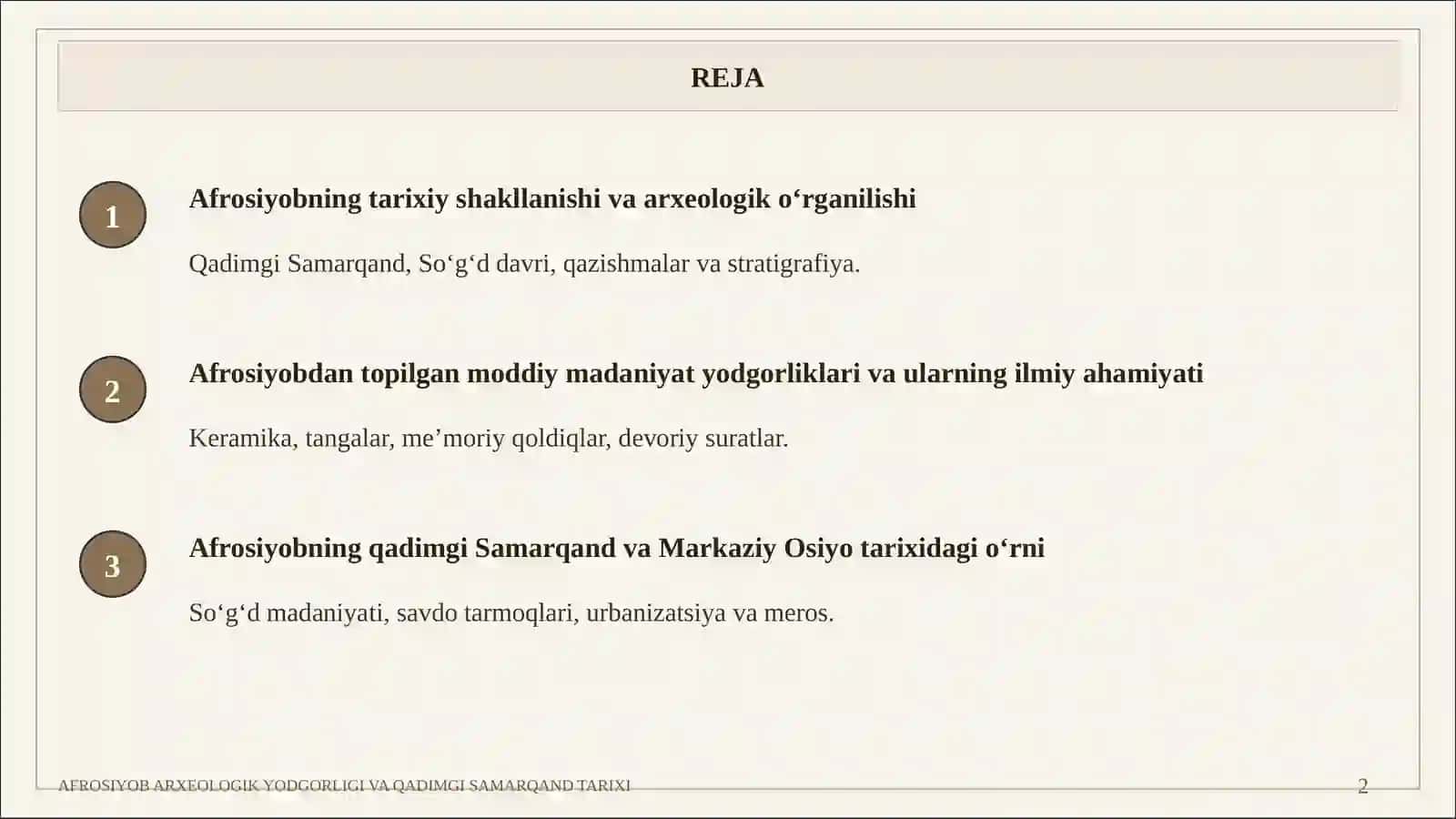 AFROSIYOB ARXEOLOGIK YODGORLIGI VA QADIMGI SAMARQAND TARIXI 2