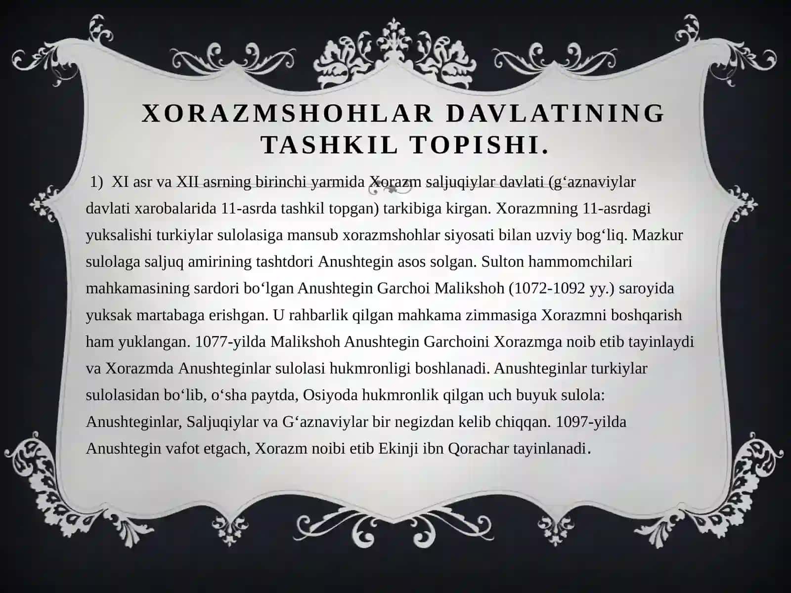Xorazmshohlar davlay boshqaruvi va ijtimoiy iqtisodiy hayot 2
