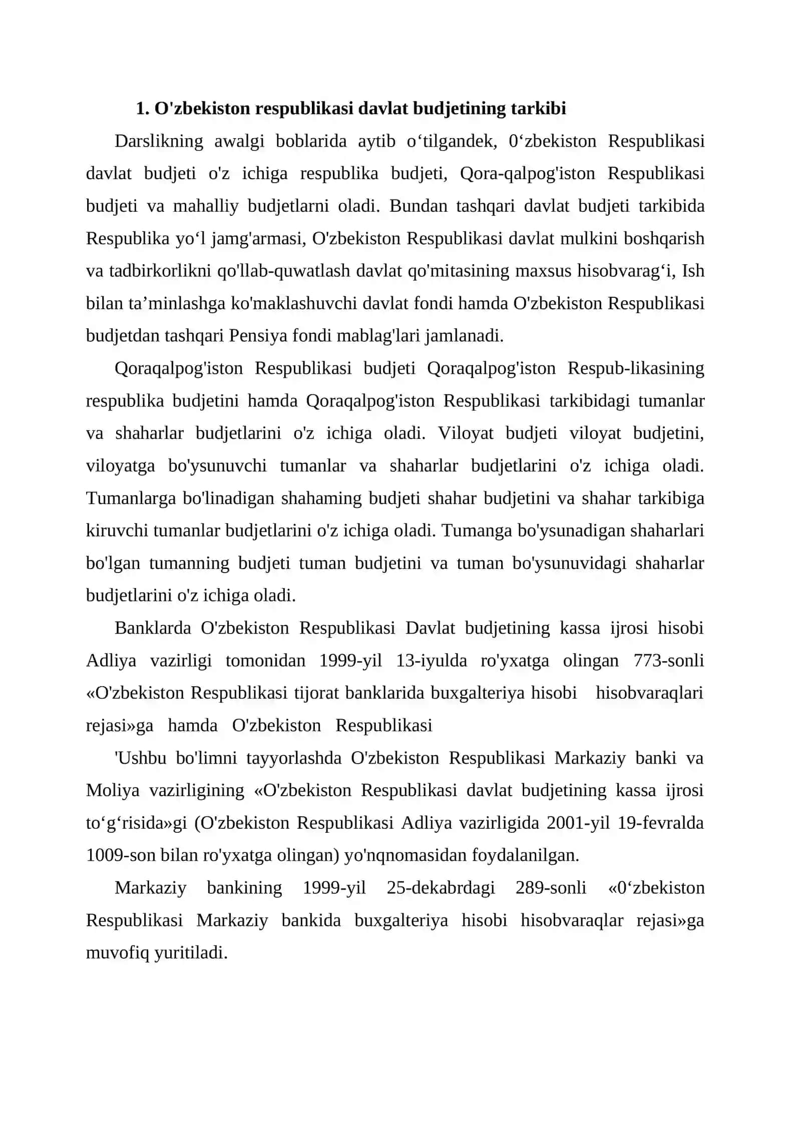 O'zbekiston respublikasi davlat budjetining kassa ijrosi 2