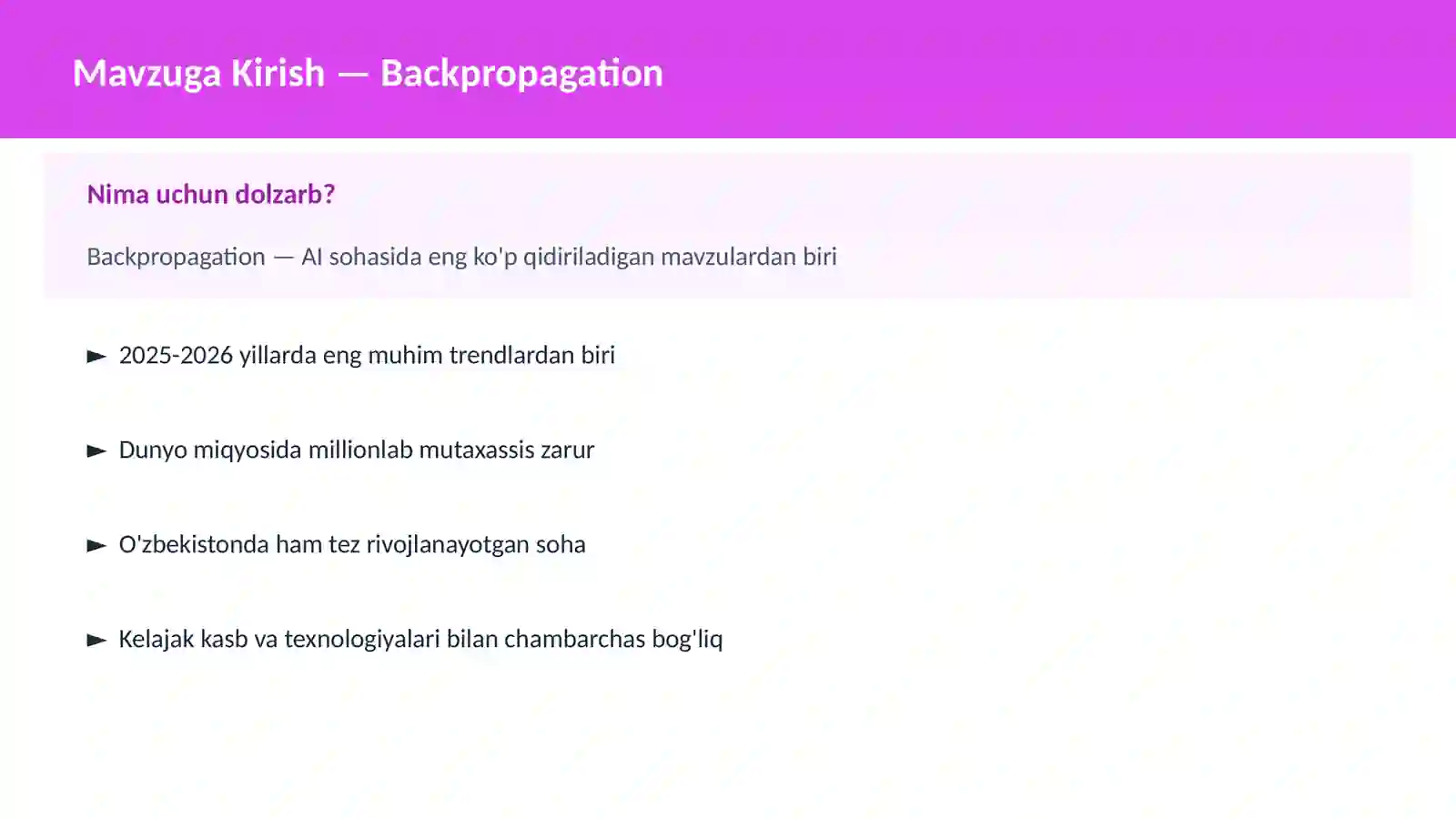 AI | DEEP LEARNING VA NEYRON TARMOQLAR 2