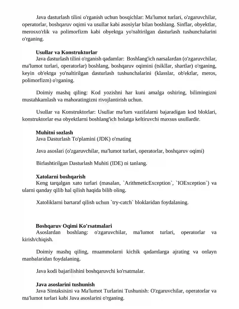 Java dasturlash tili o'rganish qadamlari 2