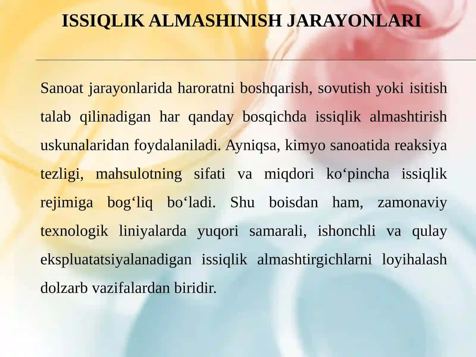 Issiqlik almashinish jarayonlari 2