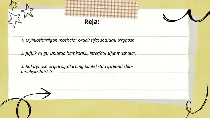 Sifat so'z turkumini o'rganishda interfaol usullarni qo'llash 2