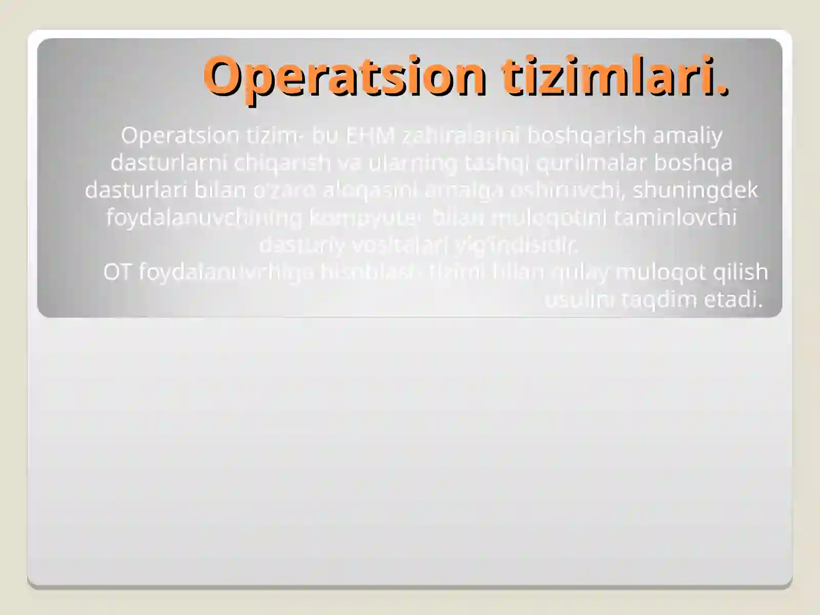 OPERATSION TIZIMLARI 2