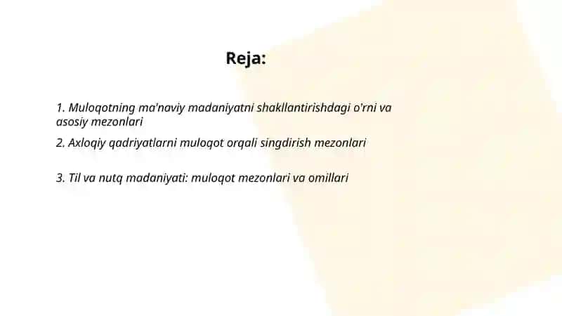 Muloqot asosida ma'naviy madaniyatni shakllantirish mezonlari va omillari 2