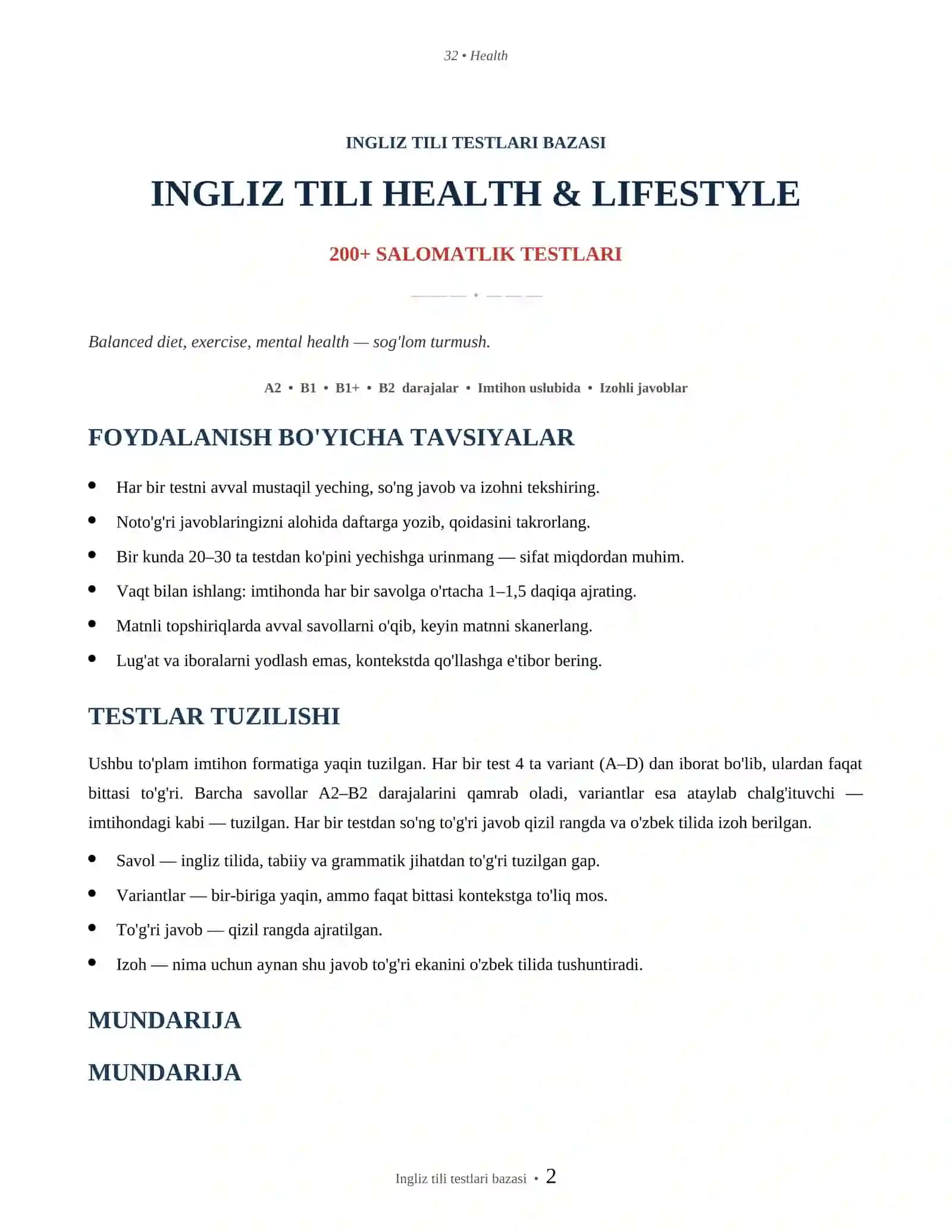 INGLIZ TILI HEALTH & LIFESTYLE 2