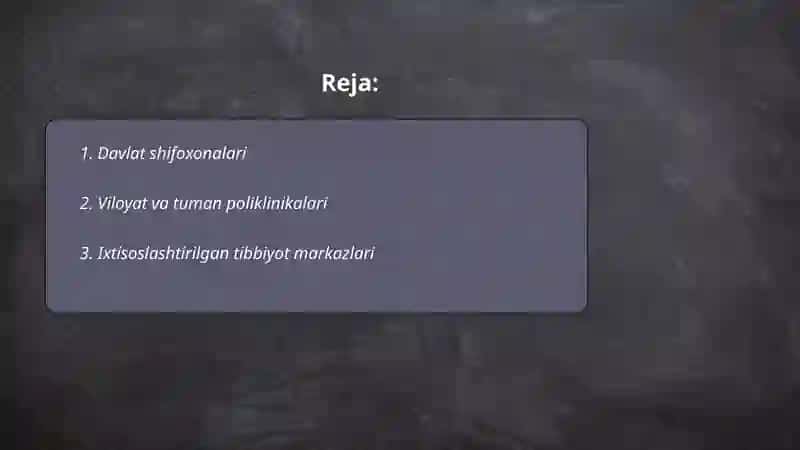 Sog'liqni saqlash vazirligi tizimidagi muassasalar 2