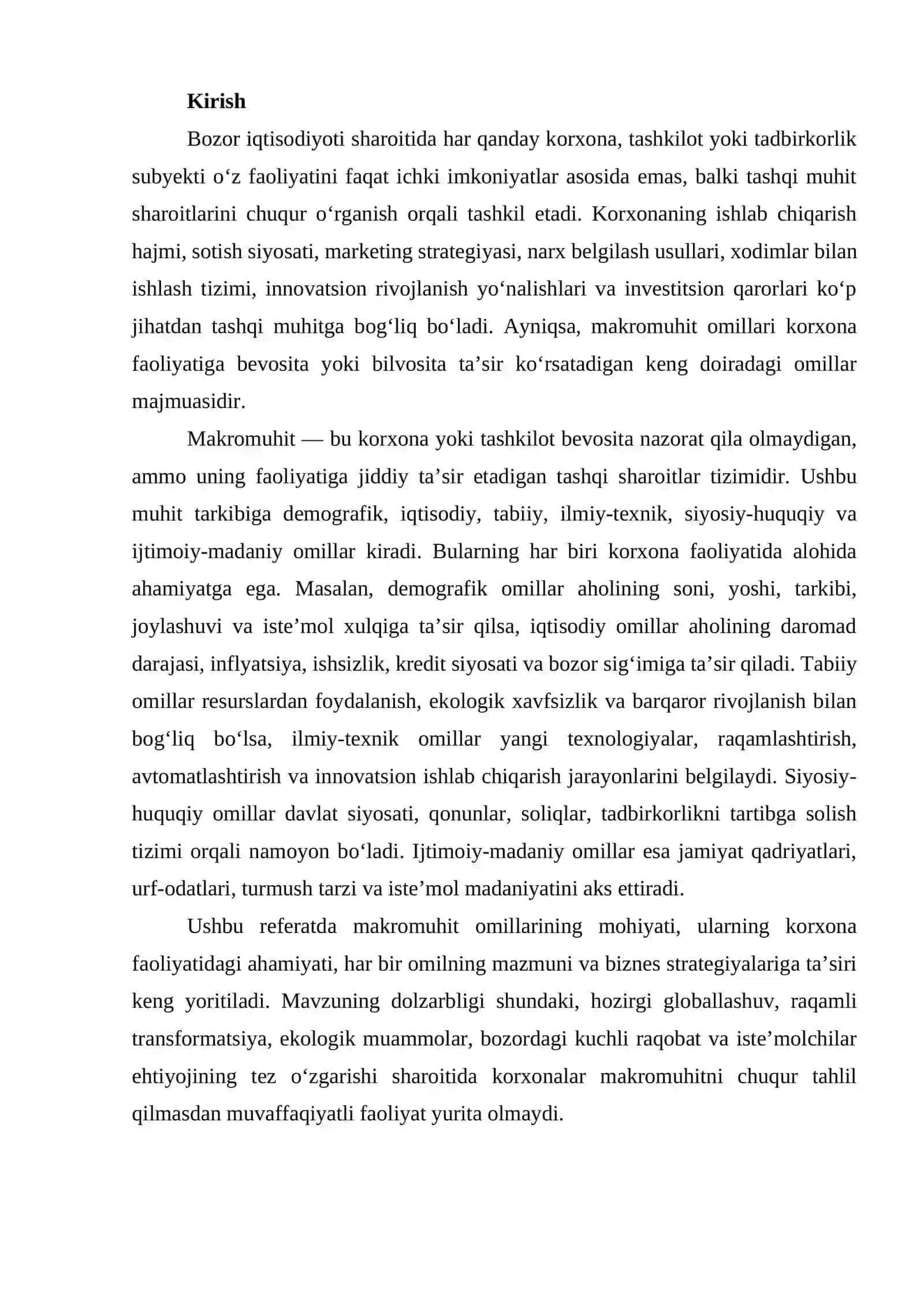 Makromuhit omillari: demografik, iqtisodiy, tabiiy, ilmiy-texnik, siyosiy-huquqiy va ijtimoiy-madaniy omillar 2