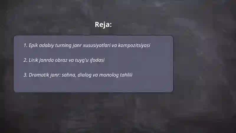 Badiiy tahlilda adabiy tur va janrga xos xususiyatlar 2