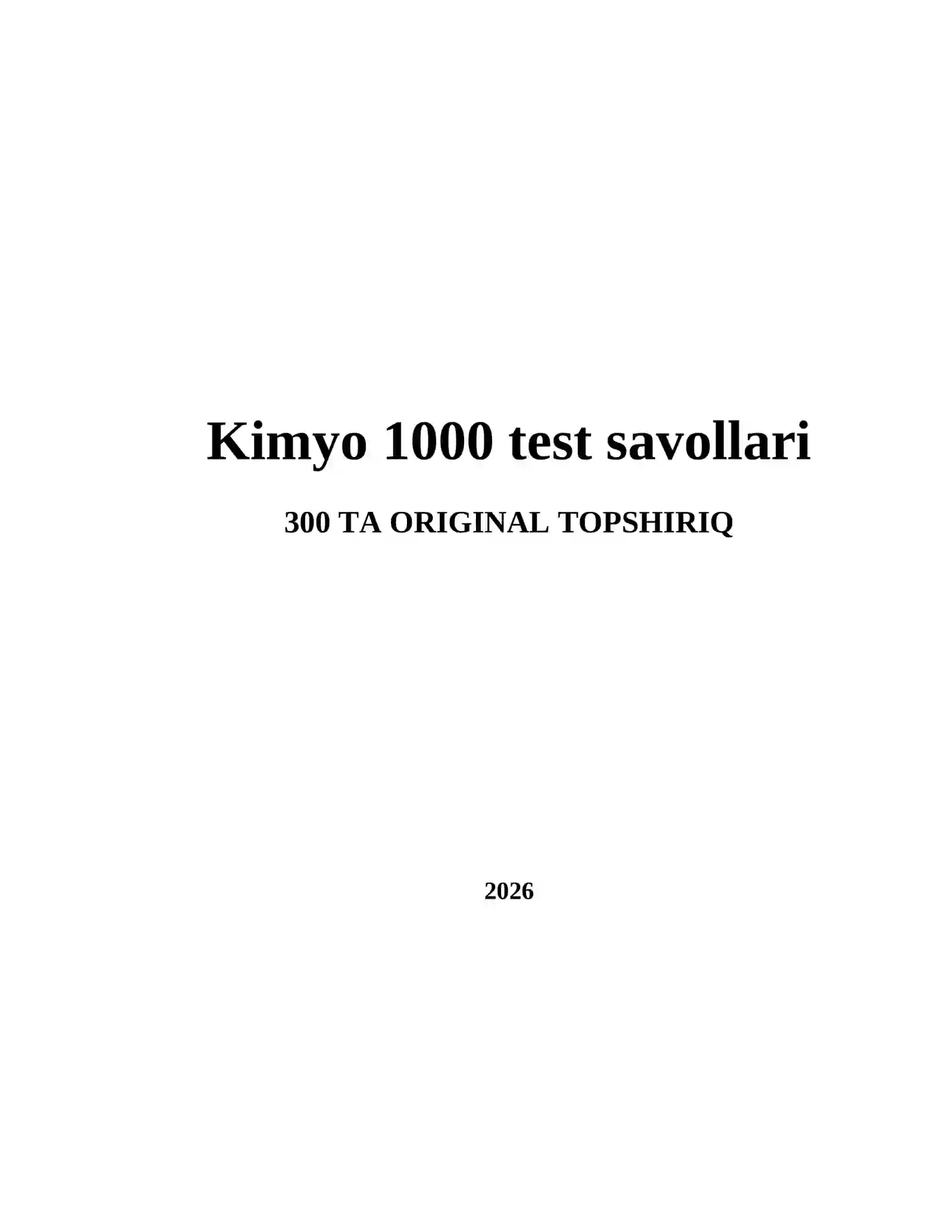 Kimyo 1000 test savollari 2