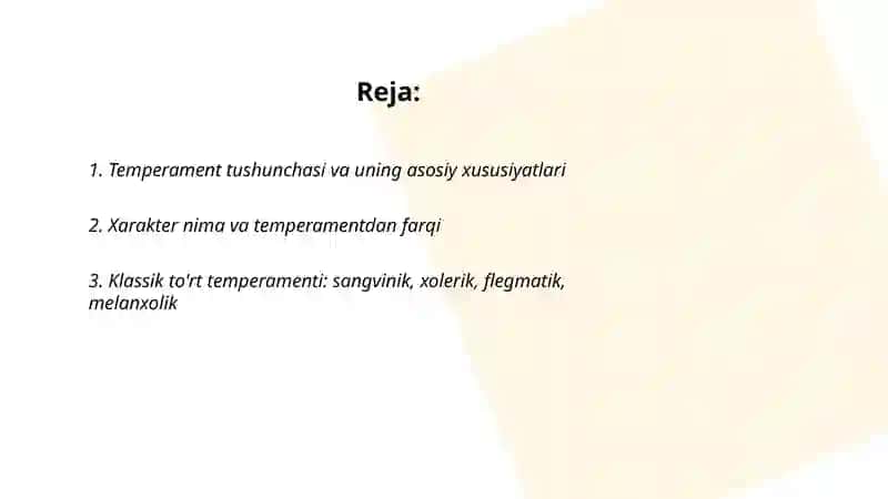 Temperament tiplari va xarakter haqida umumiy tushuncha 2