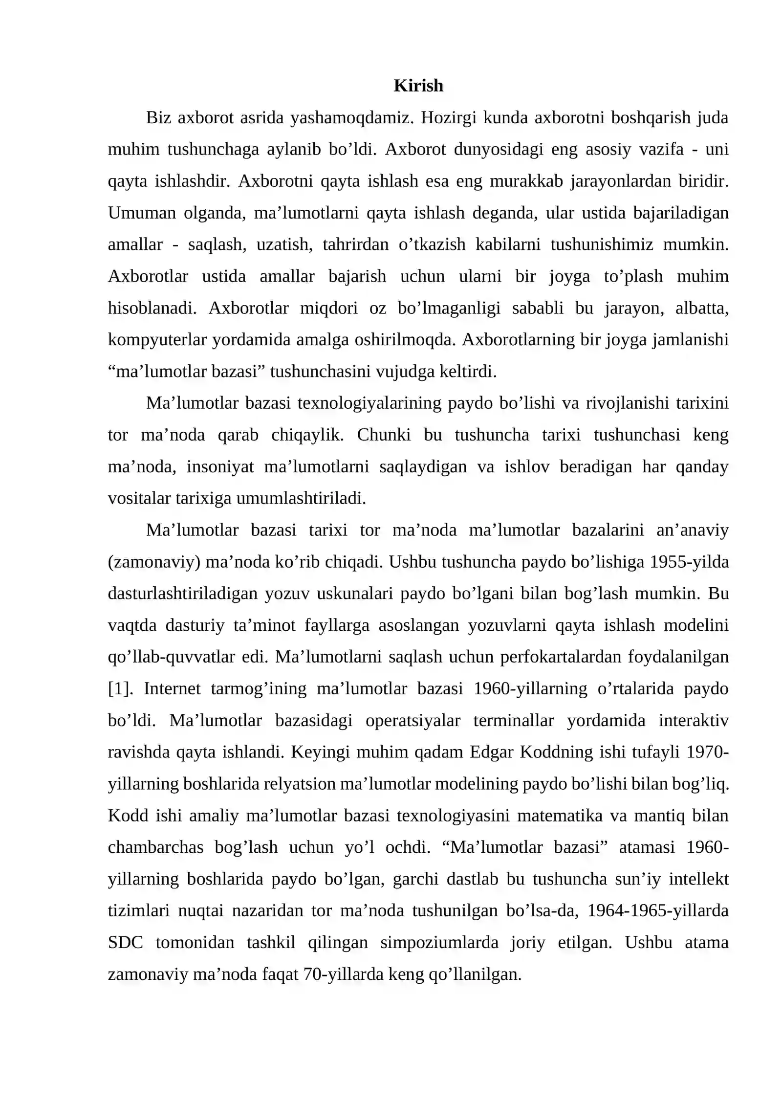 “Televideniya ma’lumotlar bazasini loyihalash” 2