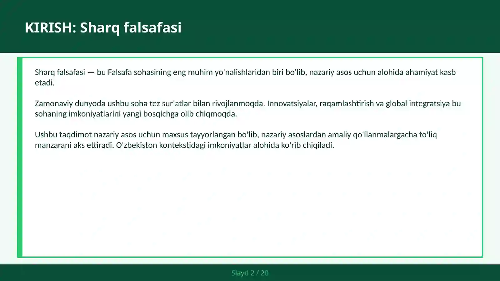 Sharq falsafasi 2