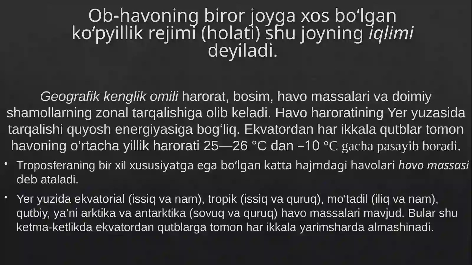 Yerning iqlim mintaqalari 2