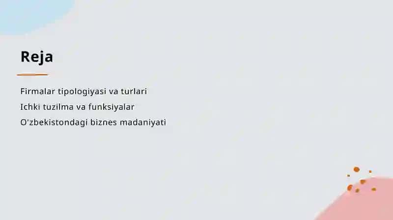 Firmalar tipologiyasi. Firmaning ichki tuzilmasi va uning asosiy funksiyalari 2