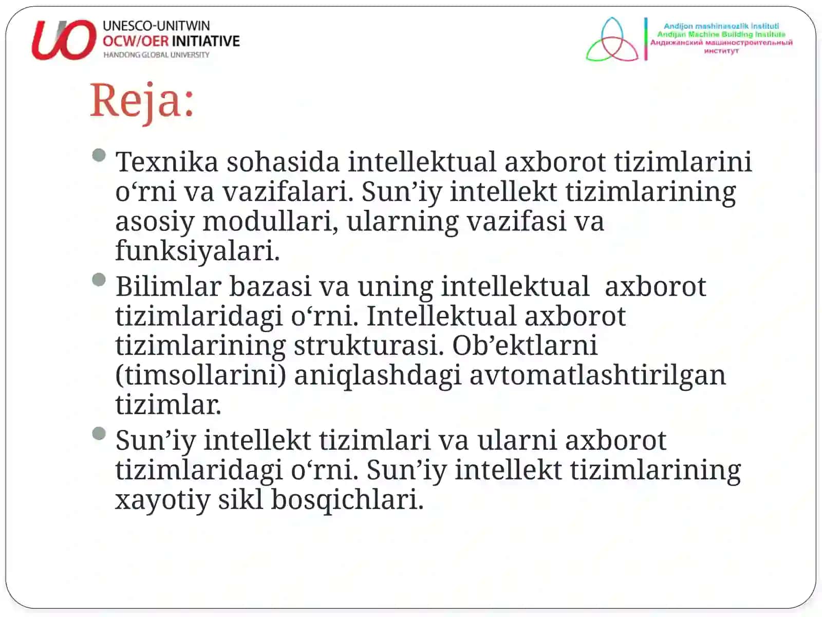 Teknika sohasida intellektual axborot tizimlari 2