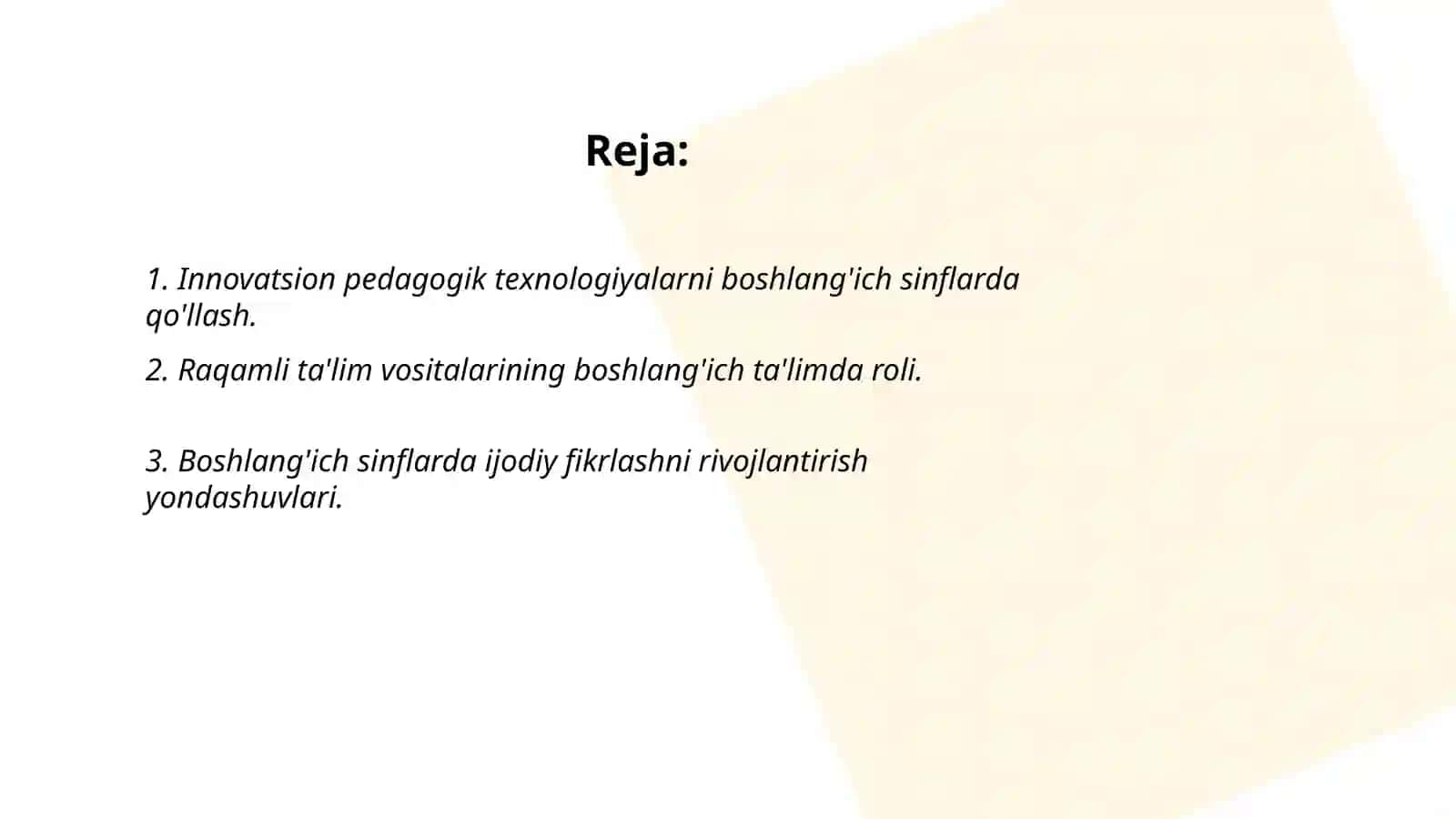 Boshlang'ich sinflarda innovatsion dastur va yondashuvlar asosida darslarni tashkil qilish 2