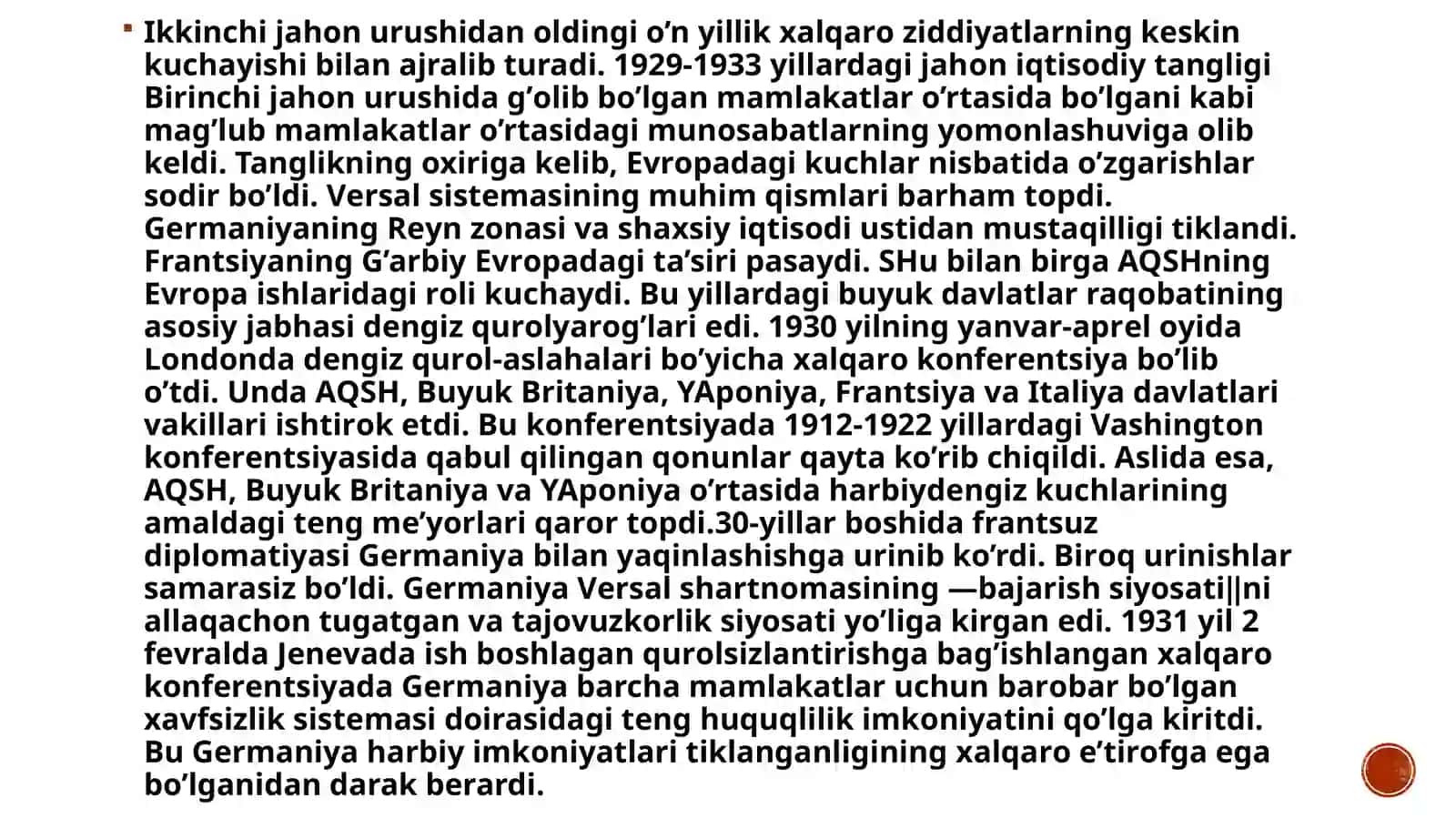 XX asr oxiri XXI asr boshida xalqaro munosabatlar va diplomatiya,global muammolar va yangi tahdidlar 2