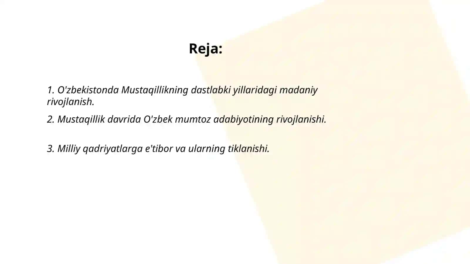 O'zbekistonda Mustaqillikning dastlabki yillaridagi madaniy rivojlanish 2