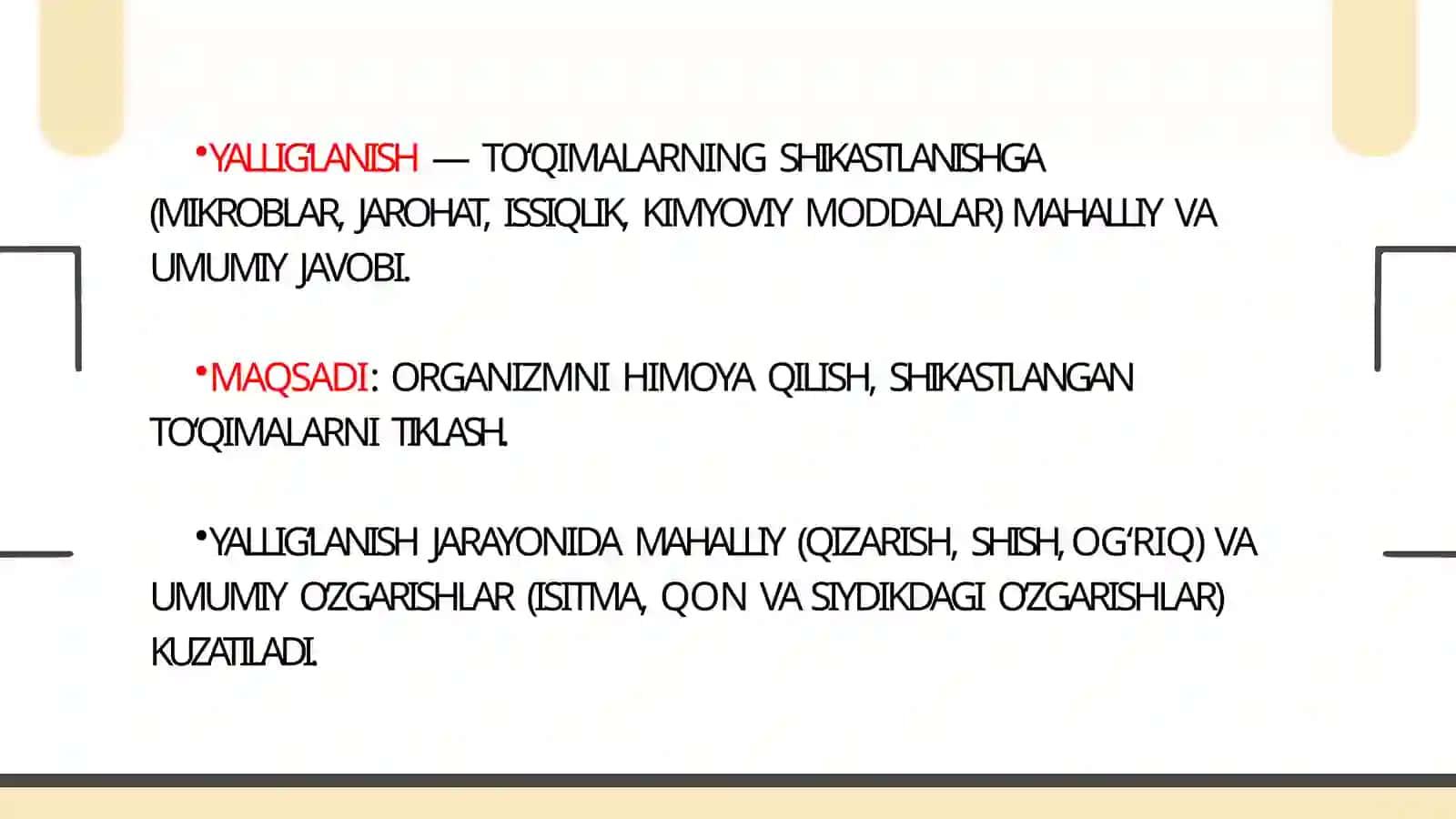 YALLIG‘LANISHJARAYONIDA ORGANIZM DAGIGANO‘ZGARISHLAR 2