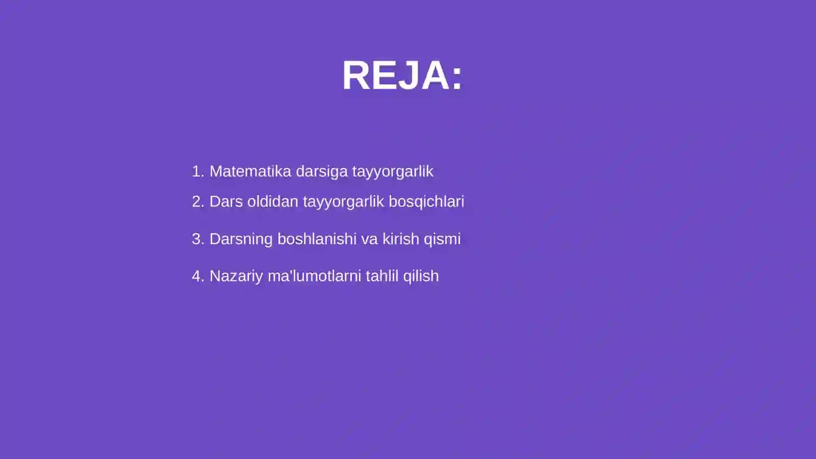 Matematika darsiga tayyorgarlik va darsning tahlili 2