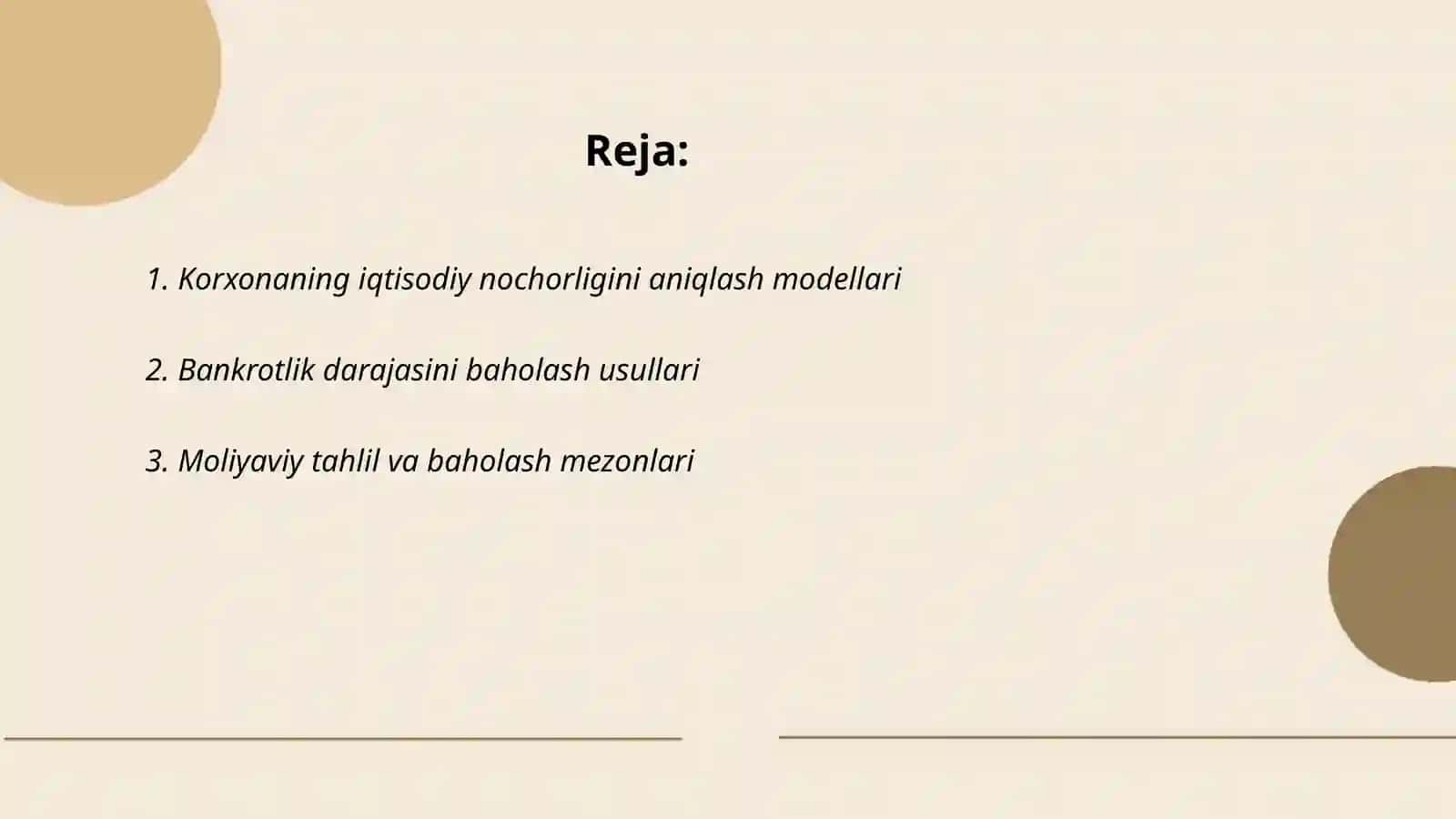 Korxonalar iqtisodiy nochorligi (bankrotligi)ni baholash va tahlil qilish 2