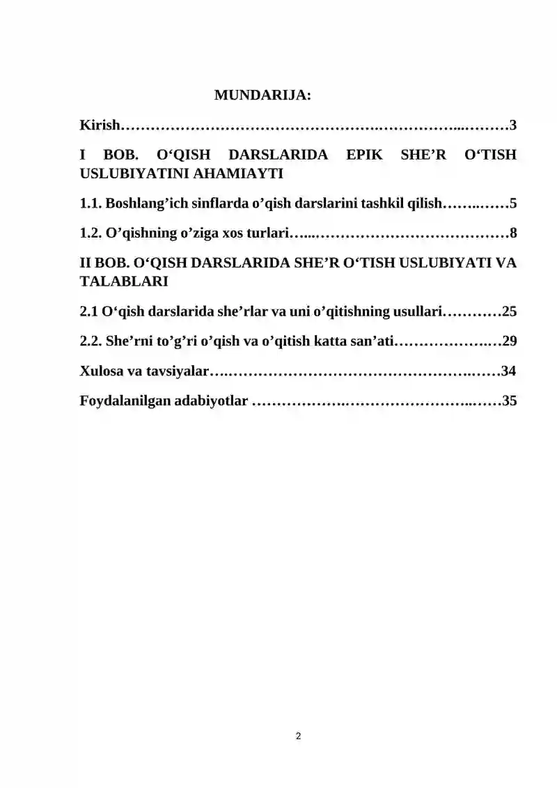 O‘QISH SAVODXONLIGI DARSLARIDA SHE’R O‘TISH USLUBIYATI(2-sinf) 2