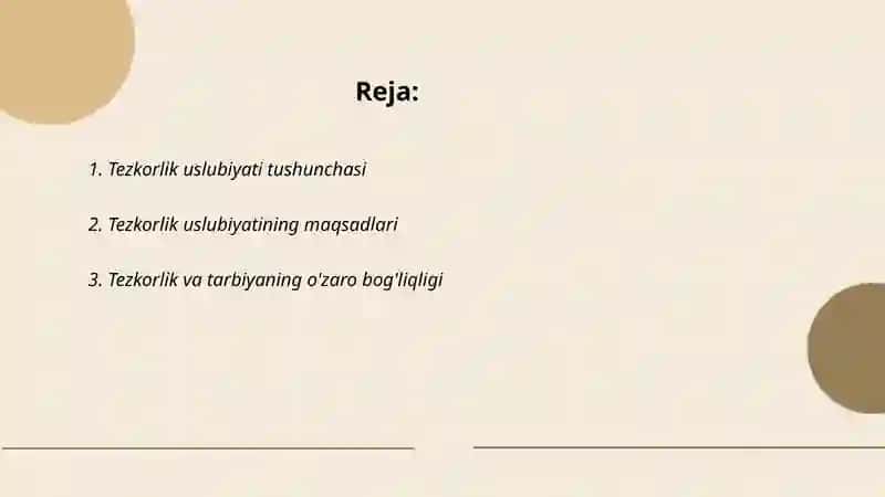 Tezkorlik uslubiyati va uni tarbiyalshning uslubiy asoslari 2