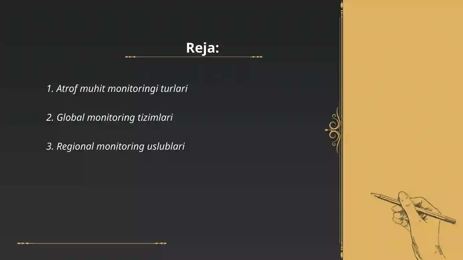 Atrof muhit obektlari global va regionalmonitoringi.Pestitsidlar siniflanishi organizmga tasiri zaharlanish darajasi Turdimurodov Farrux 2