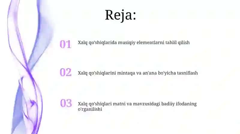 Xalq qo'shiqlarining tasnifi va badiiy xususiyatlarini o'rganish 2