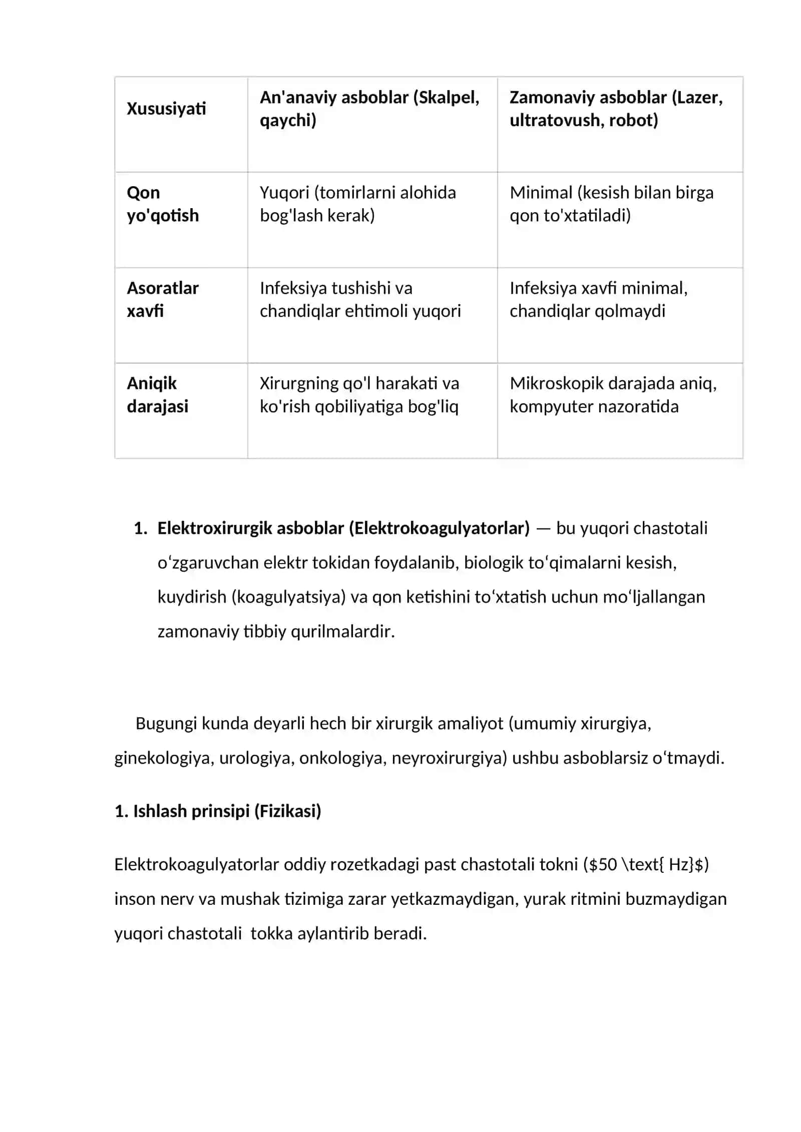 ZAMONAVIY XIRURGIK ASBOBLAR 2