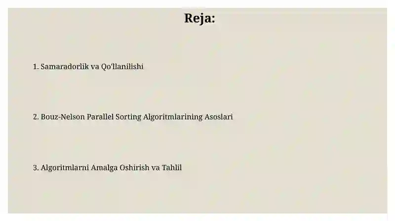 Bouz-Nelson parallel saralash algoritmlari 2