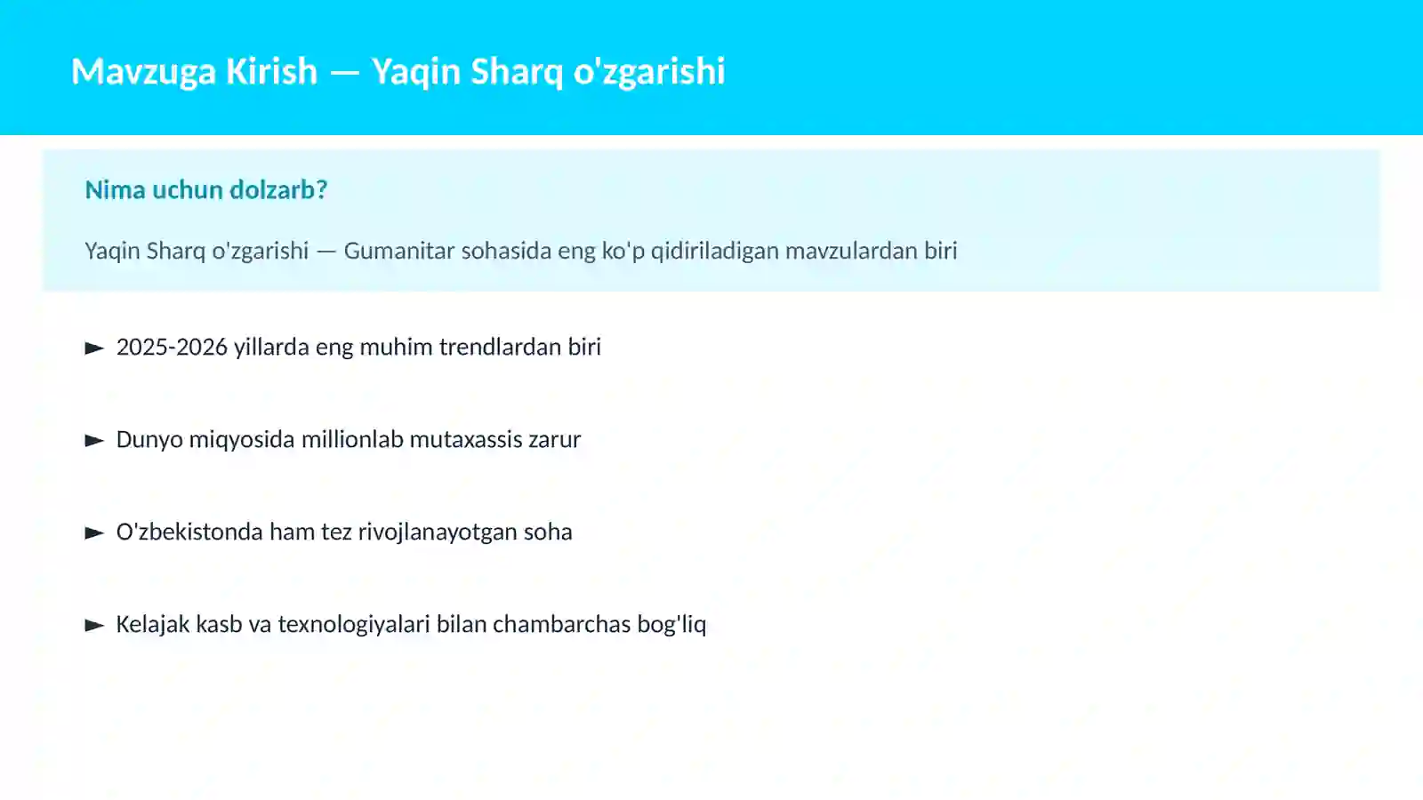 Yaqin Sharq o'zgarishi 2