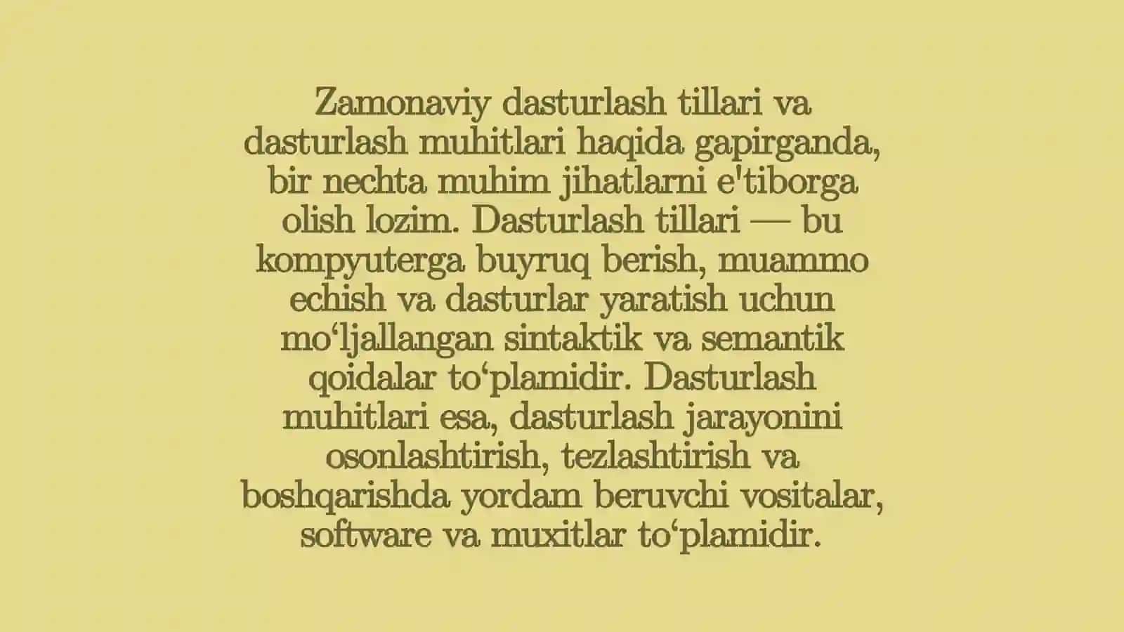Zamonaviy dasturlash tillari 2