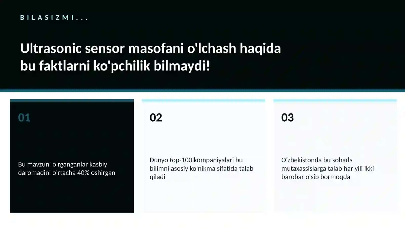 Ultrasonic sensor masofani o'lchash 2