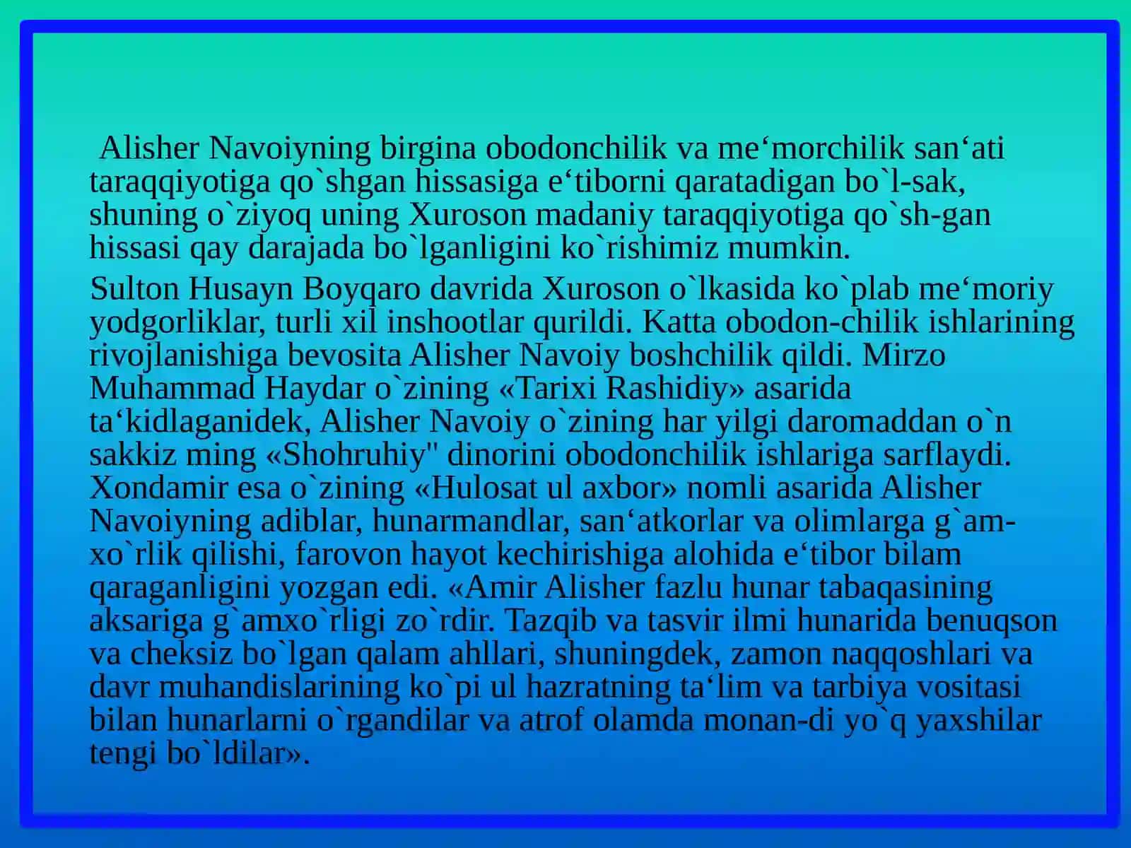 AlishyerNavoiy vaXuroson madaniyati 2